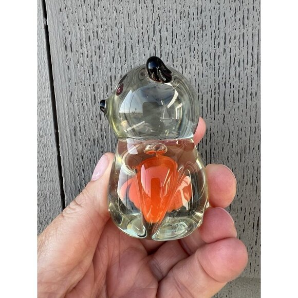 Vintage clear glass Panda bear paperweight VERY CUTE figurine coquette - Picture 4 of 11